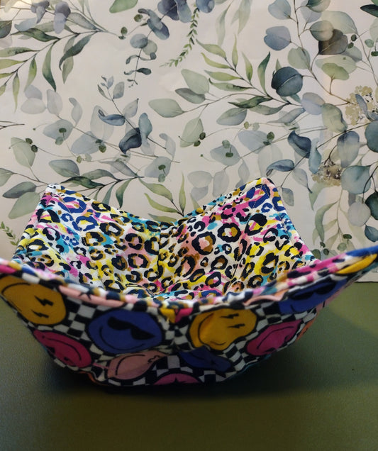 Animal print/Smiley face bowl koozie