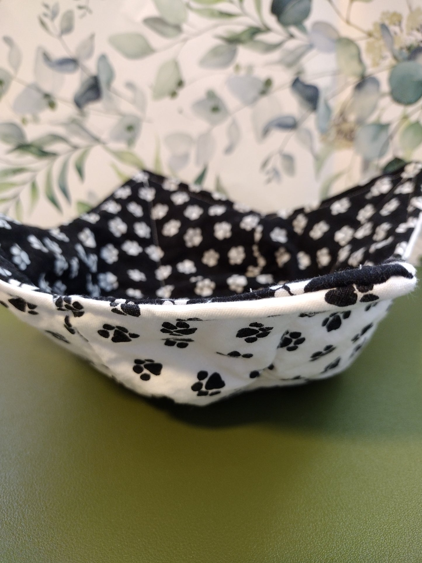 Black and White paw prints bowl koozie