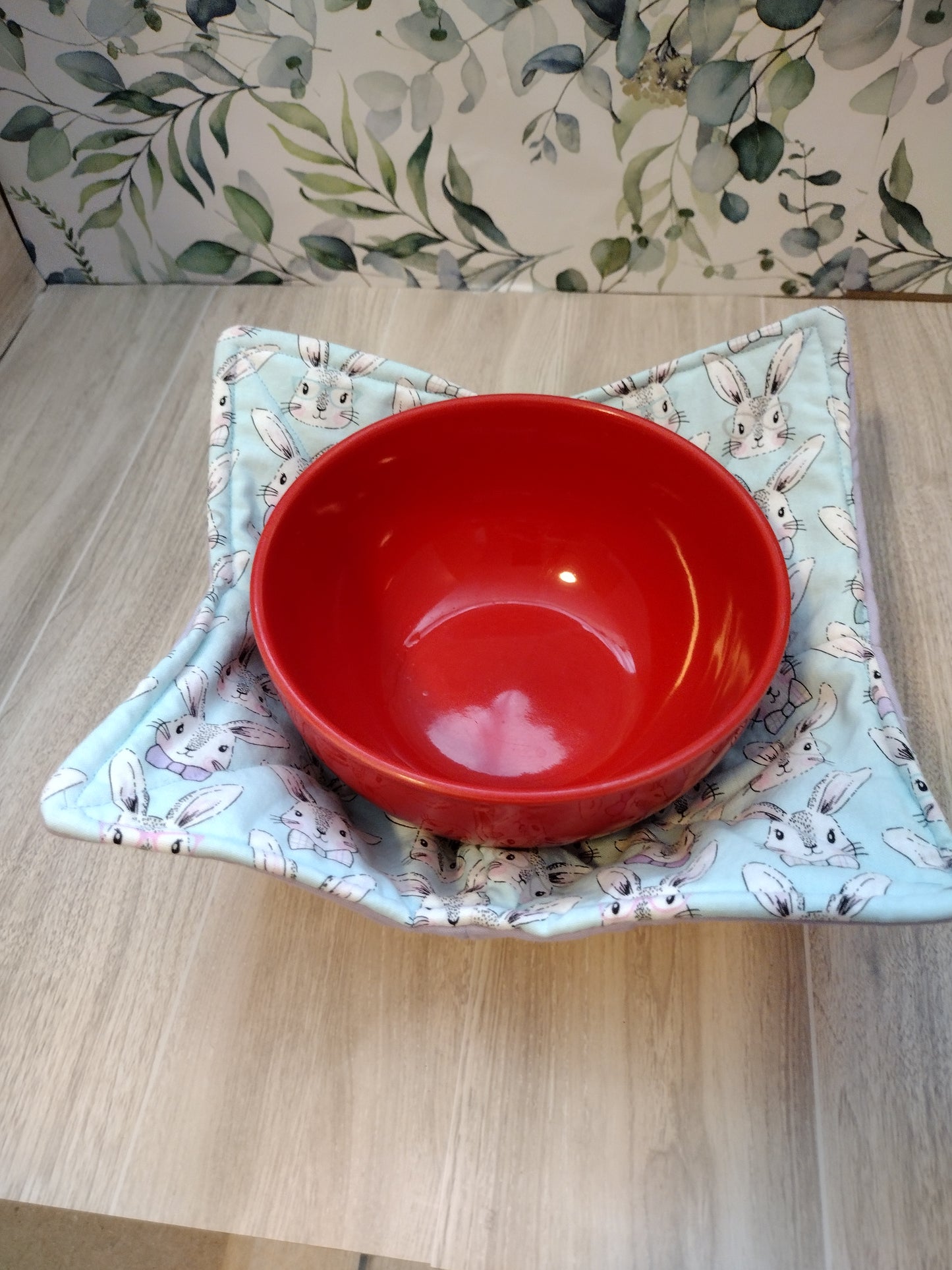 Lavender Bunnies bowl koozie