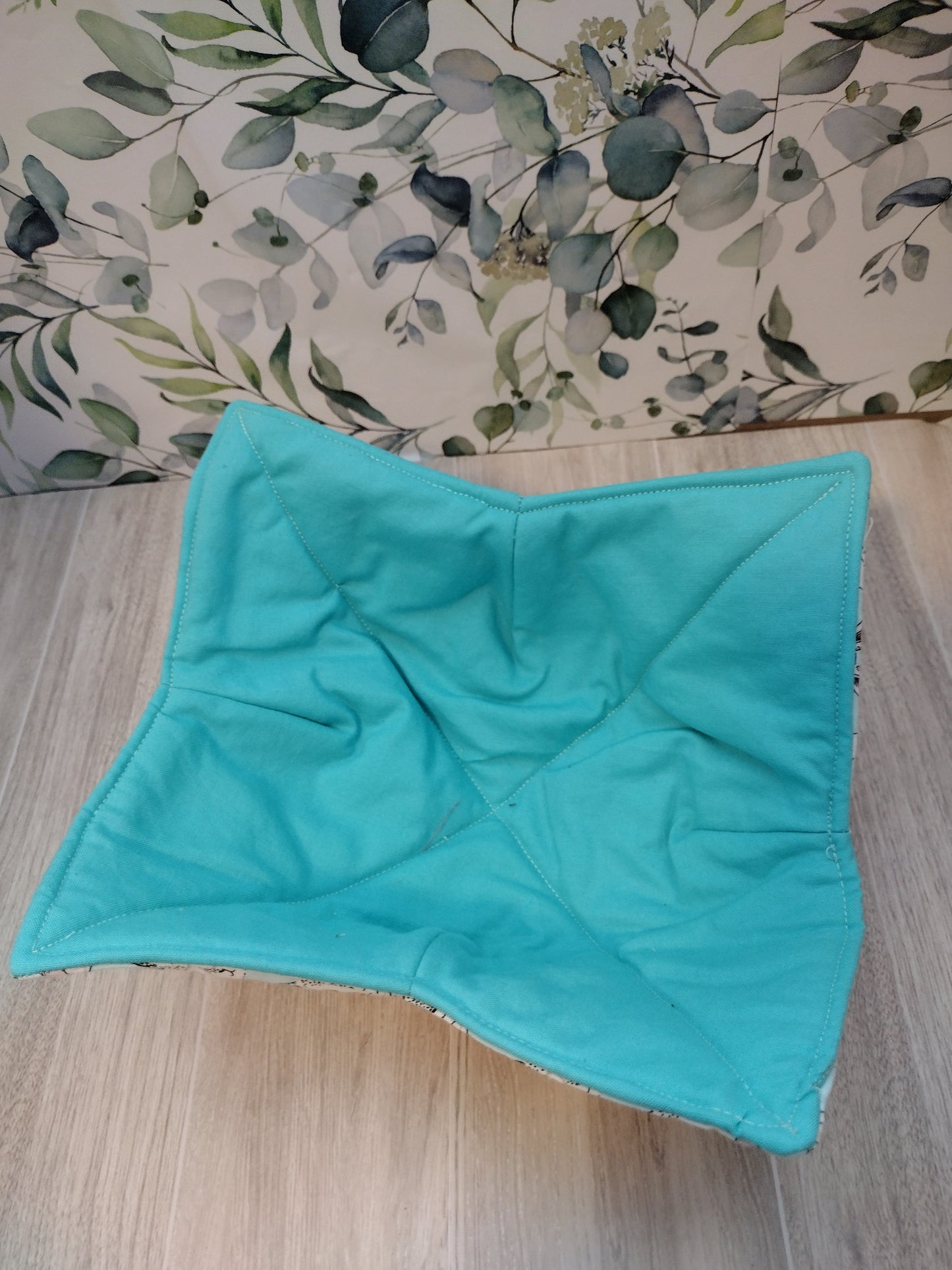 Teal Bunnies bowl koozie